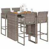 Garden Bar Set Grey PE rattan, powder-coated steel, solid acacia wood 3328888
