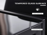 Modern Rectangular Dining Table for 4 People Glass Kitchen Table with Tempered Glass Top and Metal T3398P344422