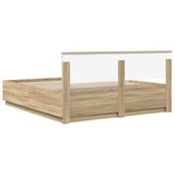 Bed Frame Sonoma Oak 200 x 200 cm Engineered Wood 3408133