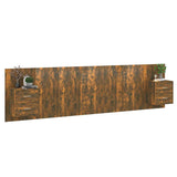 Bed Headboard With Cabinet Smoked Oak Engineered Wood 3115737