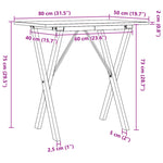 ZNTS Dining Table X-Frame 80x50x75 cm Solid Wood Pine and Steel 3282694