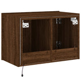 TV Wall Cabinet with LED Lights Brown Oak 60x35x41 cm 837314
