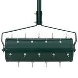 Lawn Roller Pull with Aerator Clamps Green 128 x 38 cm Steel 42032345