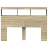 Headboard Cabinet with LED Sonoma Oak 140x17x102 cm 839198
