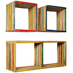 ZNTS Wall Shelf Set 3 Pieces Solid Reclaimed Teak Multicolour 245410