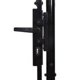 Fence Gate Single Door with Arched Top Steel 1x1.5 m Black 146031
