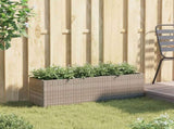 Garden Planter with 3 Pots Grey 105x30x32 cm Poly Rattan 366418