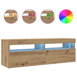 TV Cabinet with LED Lights Artisan Oak 120x35x40 cm Engineered Wood 856306