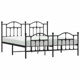 Metal Bed Frame without Mattress with Footboard Black 183x213cm 353462