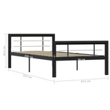 Bed Frame without Mattress Black and White Metal 100x200 cm 284551
