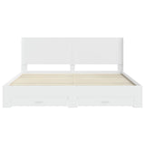 Bed Frame with Storage and Headboard White Engineered Wood 3414079