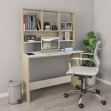 Desk with Shelf White and Sonoma Oak 110x45x157 cm Engineered Wood 800392