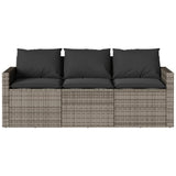 2 Piece Garden Dining Set with Cushions Grey Poly Rattan 366331