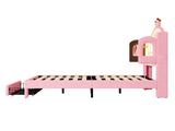 LED Velvet Crown Bed Frame with Multifunctional Storage Headboard, Package 1, Pink N652P466225P