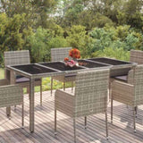 Garden Table with Glass Top Grey 190x90x75 cm Poly Rattan 319904