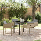 Garden Dining Set with Cushion 5 pcs Beige Poly Rattan 3380028
