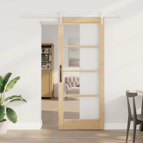 Sliding Door Manual Brown 83 x 202 cm Wood and metal 3332361