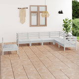 7 Piece Garden Lounge Set Solid Wood Pine White 3083035