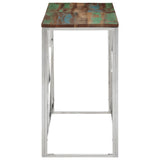 Console Table Silver Stainless Steel and Solid Wood Reclaimed 349992