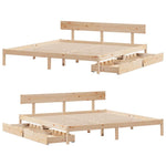 ZNTS Bed Frame without Mattress 200x200 cm Solid Wood Pine 3301522