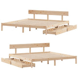 ZNTS Bed Frame without Mattress 200x200 cm Solid Wood Pine 3301522