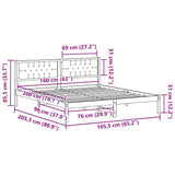 Bed Frame Light Grey 160 x 200 cm Solid Pine Wood 878178