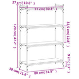 Bookcase 4-Tier Grey Sonoma 80x30x120 cm Engineered Wood 837675