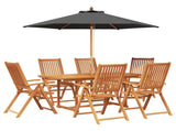 Outdoor Dining Set with Parasol 8 pcs Anthracite and Natural 3438535