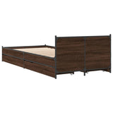 Bed Frame with Drawers without Mattress Brown Oak 100x200 cm 3279966