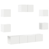 7 Piece TV Cabinet Set White Engineered Wood 3114502