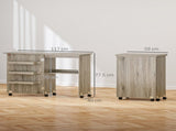 Folding Sewing Table, Drop Leaf Craft Table with Storage Bins, Open Shelf and Wheels, Rolling Sewing T3398P344848
