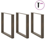 Dining Table Legs U-Shaped 3 pcs Natural Steel 90x cm Steel 4013211