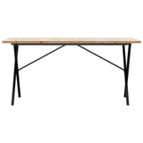 ZNTS Dining Table X-Frame 140x80x75.5 cm Solid Wood Pine and Steel 3282764