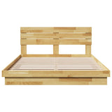 Bed Frame with Headboard without Mattress 135x190 cm Double Solid Wood Oak 3315745