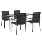 ZNTS 5 Piece Garden Dining Set Black Textilene and Steel 3187037