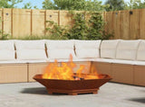 Fire Pit Brown 100 x 100 x 28 cm Weathering Steel 858999