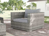 Single Seater Rattan Chair Sofa Padded Cushions, All-Weather PE Wicker Weave Garden Armchair T3398P320189