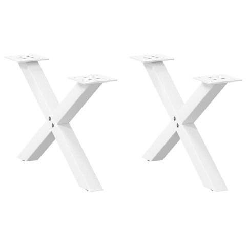 ZNTS Coffee Table Legs X-Shaped 2 pcs White 60x cm Steel 4012881