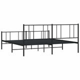 Metal Bed Frame without Mattress with Footboard Black 193x203cm 352504