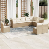 10 Piece Garden Sofa Set with Cushions Beige Poly Rattan 3217798