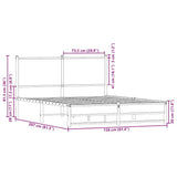 Metal Bed Frame without Mattress Sonoma Oak 150x200 cm King Size 4007888