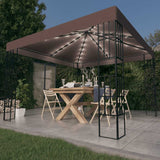 Gazebo with LED String Lights 3x3 m Taupe 3070324