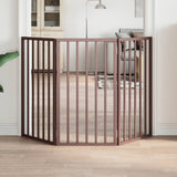 Dog Gate Foldable 3 Panels Brown 150 cm Poplar Wood 352198