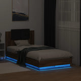 Bed Frame with LED without Mattress Brown Oak 90x190 cm Single 3210065
