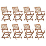 Outdoor Chair Set of 8 Brown Solid acacia wood Medium Foldable 3075084