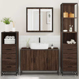 ZNTS 4 Piece Bathroom Furniture Set Brown Oak Engineered Wood 3301254