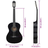 Classical Guitar for Beginner Black 4/4 39" Basswood 70110