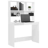 ZNTS Desk with Shelves High Gloss White 102x45x148 cm Engineered Wood 823002