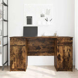 Desk with Drawer Smoked oak 140 x 49 x 76 cm Engineered wood 3328511