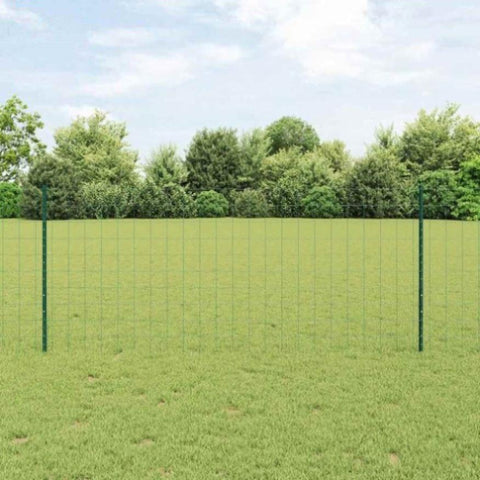 Fence with Posts Green 1 x 10 m Steel 3335999